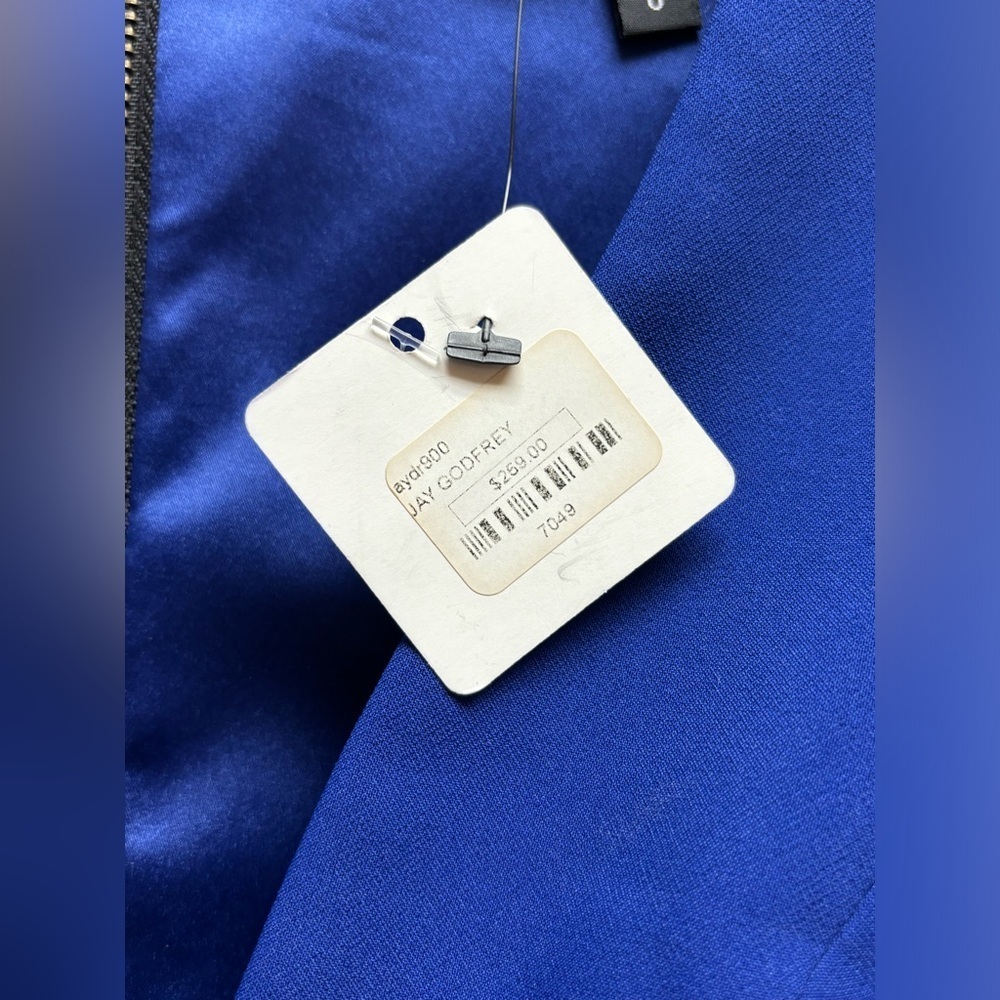 Jay Godfrey NWT Blue mini cocktail dress with plunge v neckline and side cutouts - Picture 8 of 10